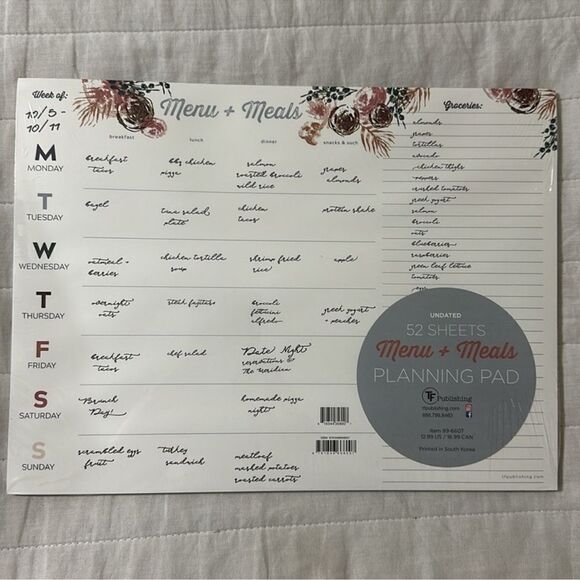 TF 52 Sheets Menu & Meals Calendar Planning Pad - Picture 1 of 10